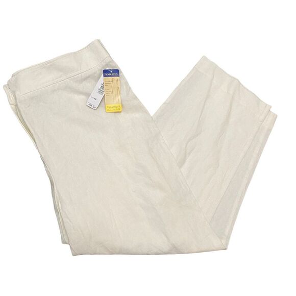Pendleton Sz 18 38” Linen Blend Casual Pants Ivory White Updated Classic $89 - Picture 1 of 10